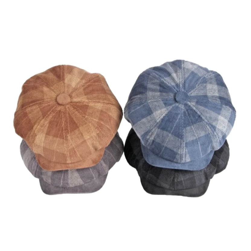 Spring Fall Autumn Octagonal British Style Beret Literary Youth Hat Corduroy 8 Panels Newsboy Cap for Men Women Fashion Dress