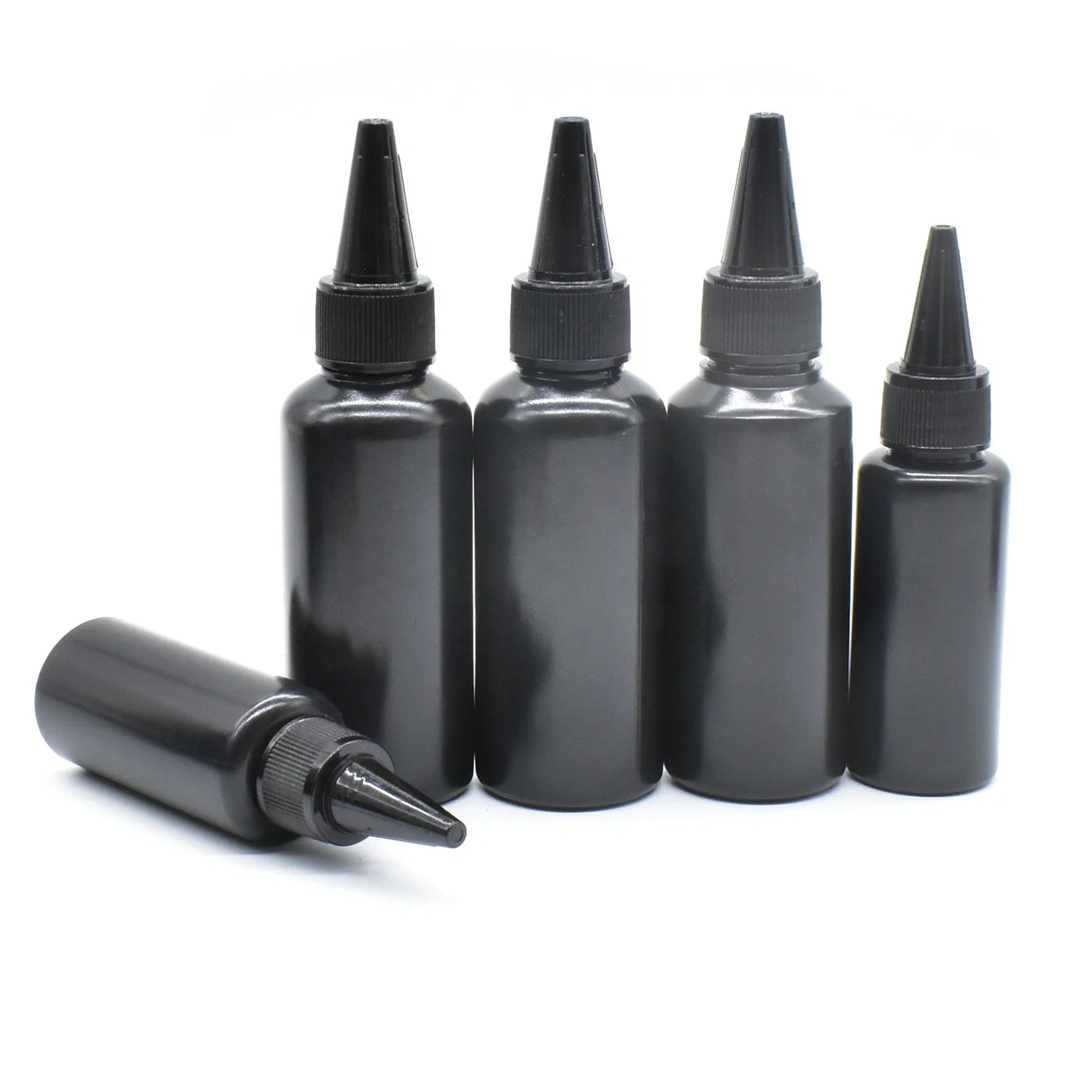Black 30ml 50ml 60ml 100ml 1000ml 120ml HDPE Plastic Squeeze Bottle for Hair Applicator Condiment Glue With Nozzle Screw Cap