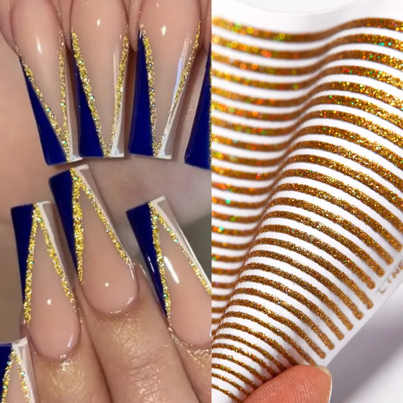 Black Gold Rose Gold Silver Metal Glow in the Dark Glitter Strip Tape Nail Art Adhesive DIY Foil Tips Nail Stickers Lines