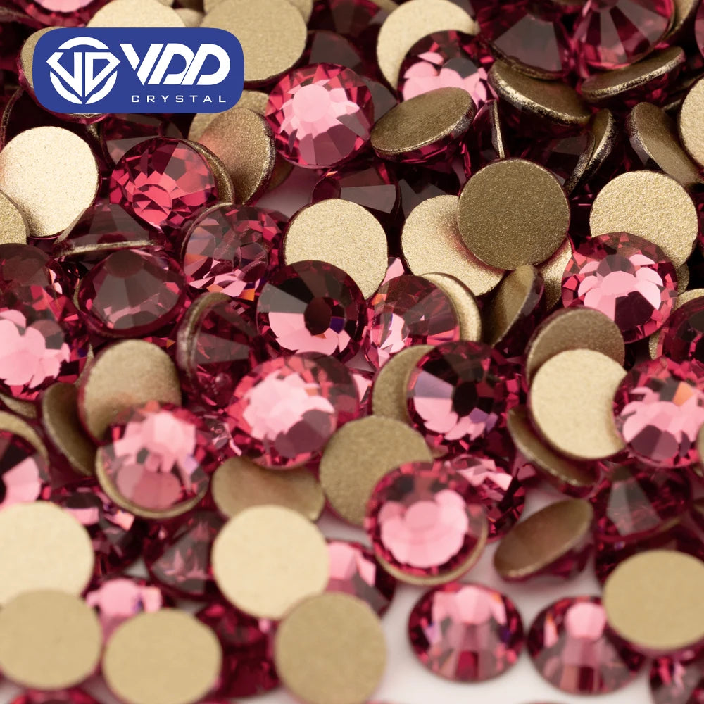 VDD 041 Rose High Quality Glass Rhinestones Crystal Glod Back Flatback Strass Stones Nail Art DIY Crafts Decorations