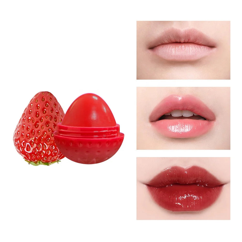Best Selling Strawberry Lip Balm Moisturizing Cute Natural Organic Fruit Vegan Waterproof Mineral Lip Care Wholesale