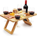 Portable Wine Low Picnic Table Foldable Champagne Snack Tray Table for Outdoor Picnics Camping Beach