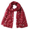 Winter Christmas Snowflake Scarf Foil Silver Lightweight and Soft Sheer Polyester Scarf Holiday Gift for Women Long Warm Scarf