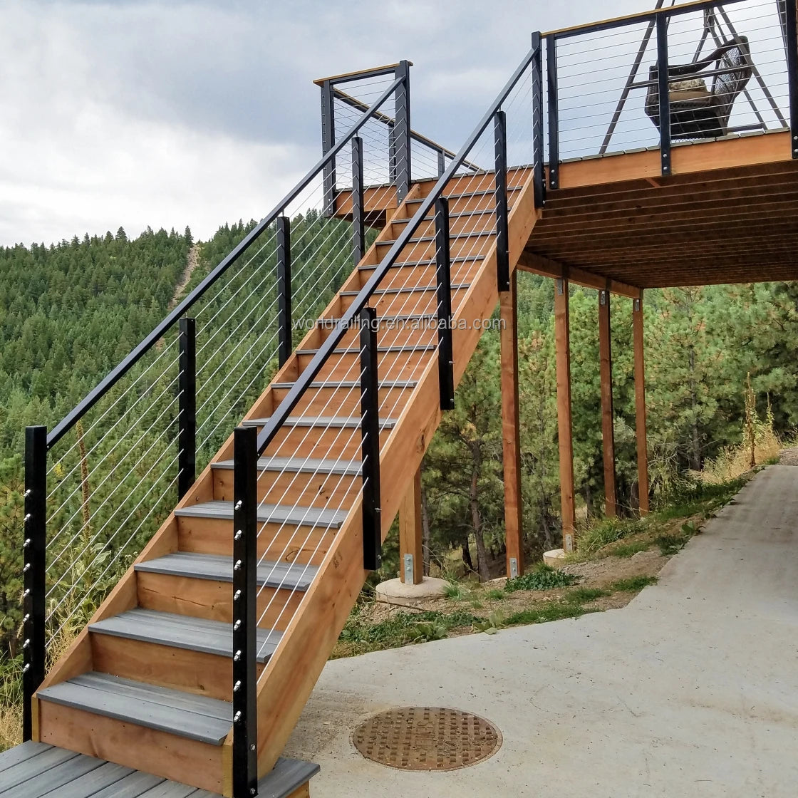 YL METAL Cable Railing Low Maintenance Balcony Stainless Stair Black Side Mounted Post Deck Outdoor Railing