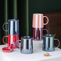 Drop Shipping Creative Nordic Ceramic Water Cup Large Capacity Mug with Lid Spoon Coffee Cup Personality Ceramic Couple Mug