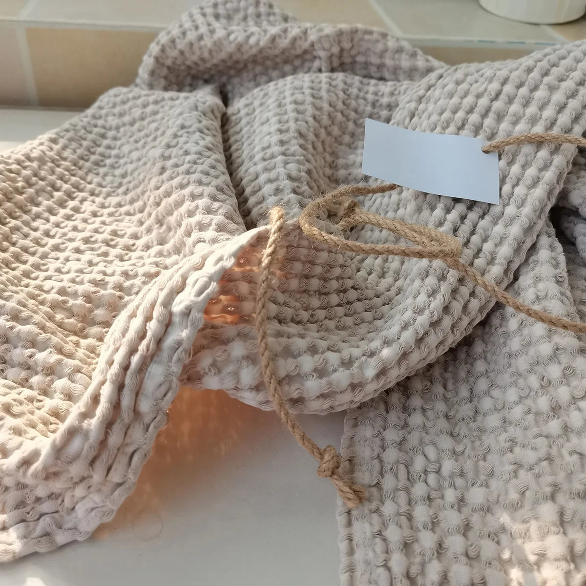 Home Throw Blanket for Home Decoration Sofa Couch Breathable Waffle Cotton Knit Blanket Sofa Throw for Home Use