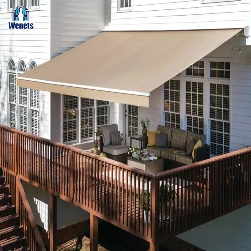 Custom Waterproof Sunshade  Retractable Folding Arm Aluminum Full Cassette Awning Led Lights