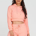 New Arrival Women's Long Sleeve Cotton Hoodie Solid Color Crop Top for Gym Workout with Front Logo Cropped Hoodie
