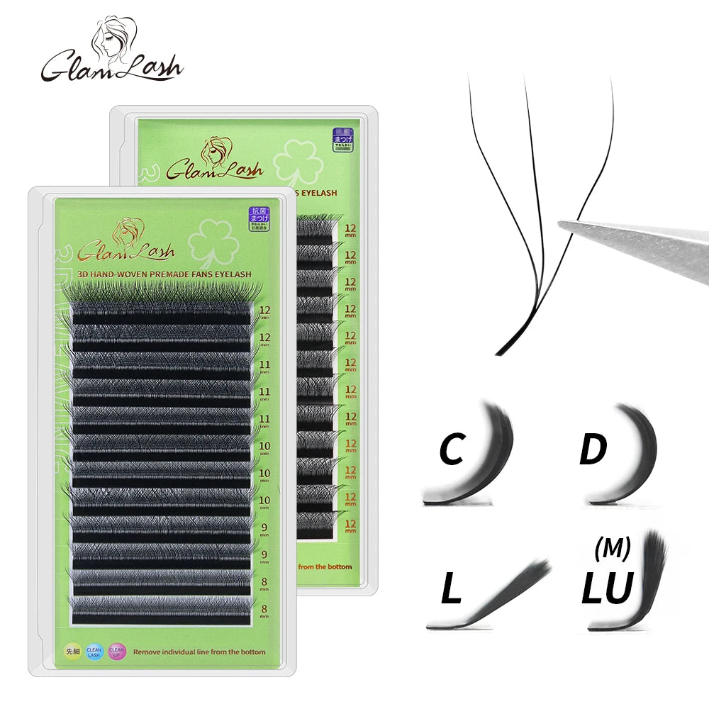 Customizable 3D W-Shaped Premade Volume Fan Lashes Natural Lash Extension in 3D W Style Eyelashes MegaBDM