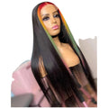 Hot Sell rainbow Color Human Wig Red Yellow Orange Green pink  Ombre Color Lace Front Wig Human Hair Wigs for Black Women