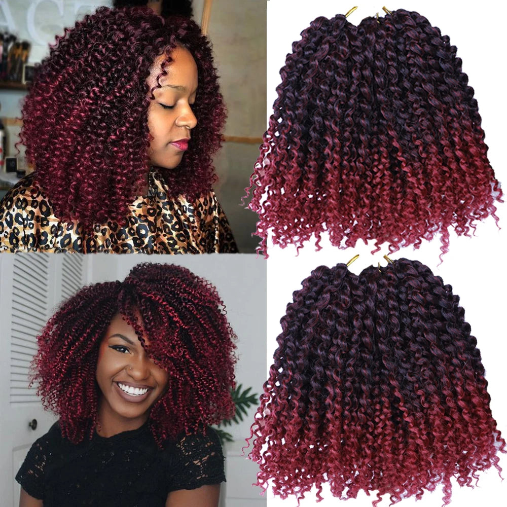 Wholesale for Ombre Burgundy Crochet Braiding Hair Short Marly Bob Kinky Curly Hair High Temperature Fiber for Black Women