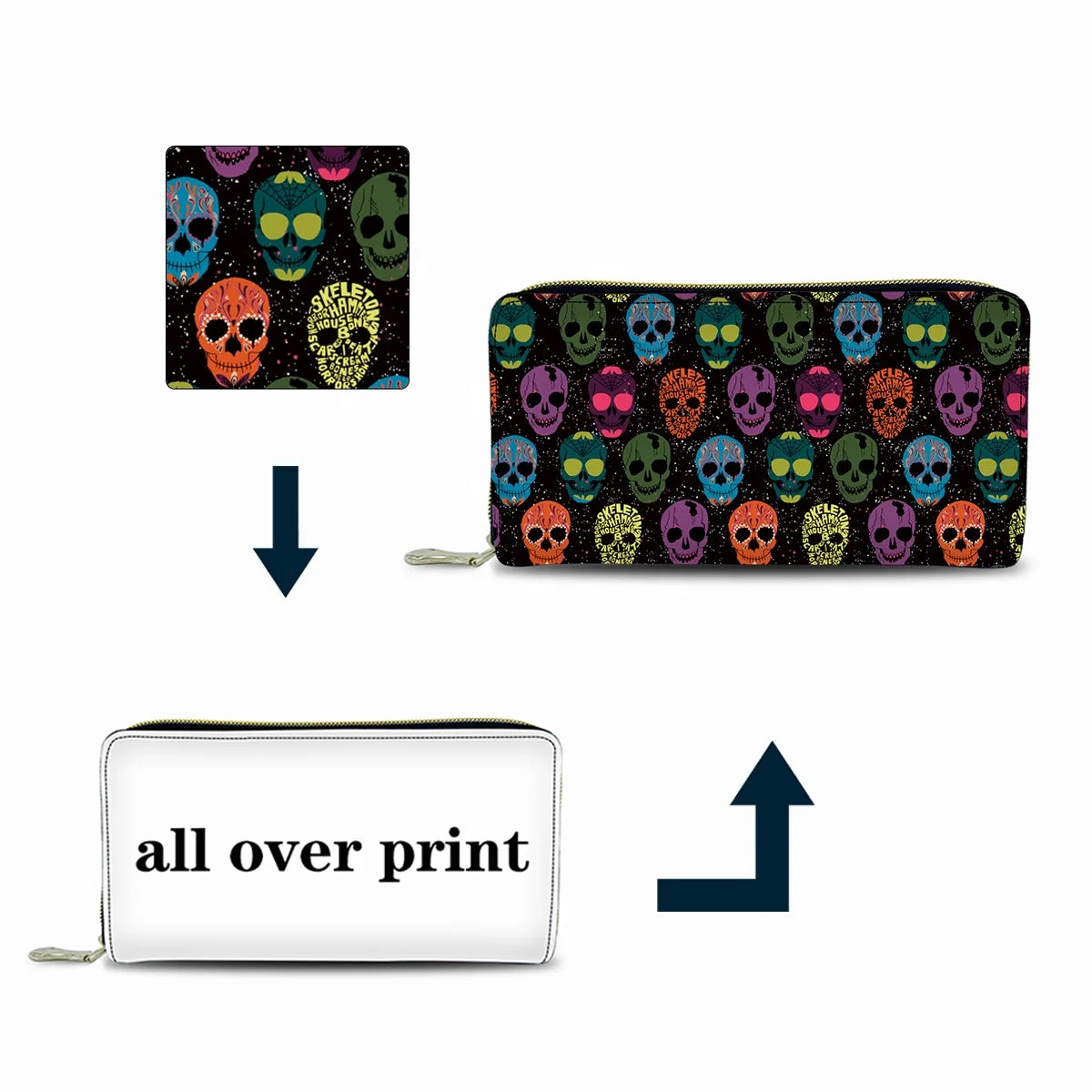 Designer Personalized Wallet Custom Printed Fashion Zipper Designed Wallet Original Leather Wallet for Women