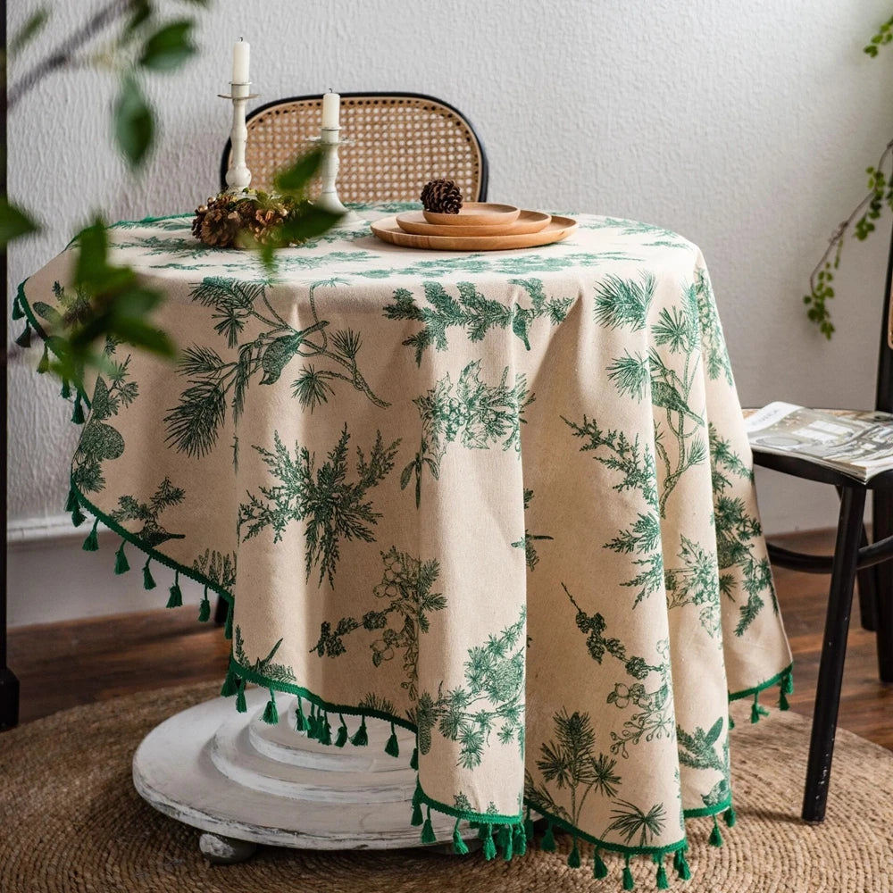 Luxury 132 Inch White Round Tablecloth Modern Floral Banquet Polyester Fabric for Weddings and Parties