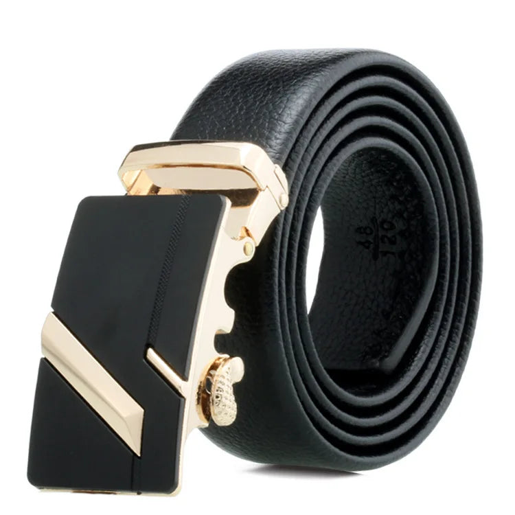 Good Quality Men's Leather Belt  Custom Design Belts Men's Automatic Buckle Genuine Leather Belt