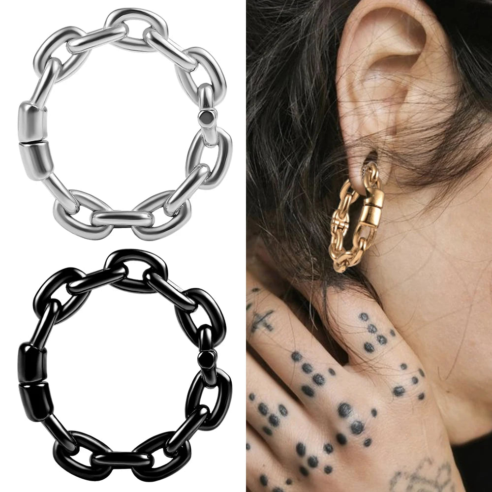 Factory Direct Sale 316L Stainless Steel Hanger Plugs Earring Magnetic Closure Chain Link Ear Weight Piercing Wedding Engagement