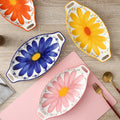 Hand-painted Flower Two-ear Ceramic Plate Underglaze Ceramic Oval Plate