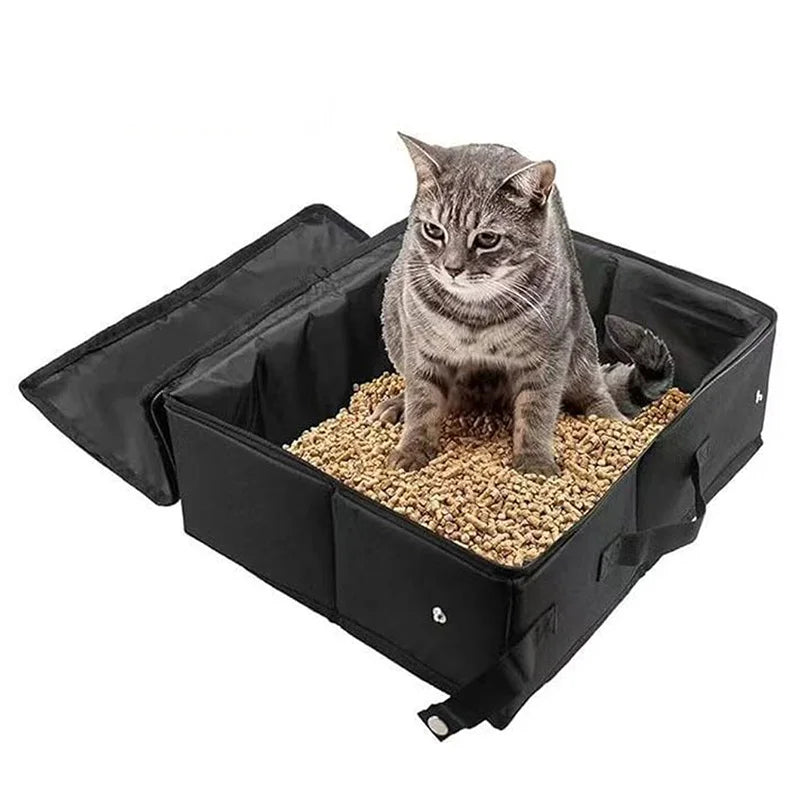 Wholesale New Foldable Cat Toilet Portable Travel 600D Oxford Cloth Waterproof Pvc Cat Litter Box Indoor Outdoor Pet Toilet