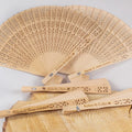 Custom Bamboo Folding Hand Fan with Personalized Carved Text Printing Package