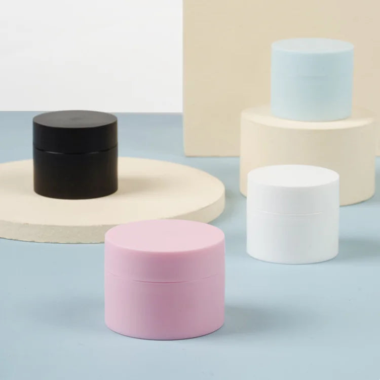 Custom Color Face Care PP Plastic Cream Jar 10g 30g 50g Empty Matte Frosted pink Blue Black White Cosmetic Jars Container