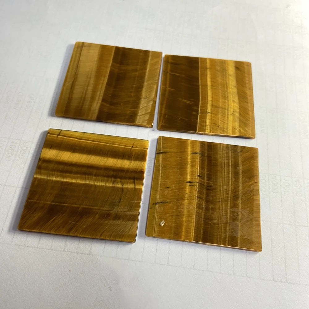 HQ GEMS Square Natural Double Flat 30mm 40mm 50mm Thickness Big Sizes Square Yellow Tiger Eye Flat