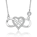 Large Fine 925 Sterling Silver Infinity Heart Necklaces Infinity Heart Charm Necklace Gift for Girlfriend Sister Mom