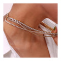 Fashion Jewelry Full Cubic Zirconia Necklaces 18K Gold Plated Stainless Steel Crystal Tennis Chain Clavicle Necklace YF3356