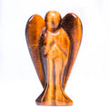 HZ Gemstone Tiger Eye Angel Statue Hand Carved Semi-Precious Craft 7.5 cm Crystal Angel for Decor Healing Reiki Crafts
