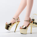 New Gold Plated Thin Heel 17cm Anti slip and Wear-resistant Pole Dance Club Stripper Fashion High Heels Model Fashion Sandals