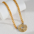 YF3986 2024 Stainless Steel Two Stone Jewelry Set 18k Gold Plated Threaded Circular Necklace Waterproof Women Bracelet
