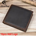 AndoBagShort Wallets for Men Crazy Horse Leather Male Wallet Man Purse Card Holder Slim Retro Purses Real Genuine Cowhide 2802-3