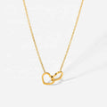 Romantic Gift Stainless Steel 18K Gold-plated Inspirational Thin Chain Double Heart Ring Necklace for Women Couple