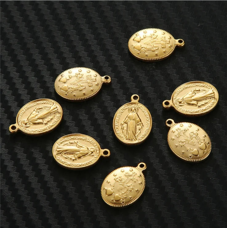 Stainless Steel DIY Handmade Necklace Christian Catholic Jewelry Accessories Oval Jesus Pendant