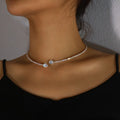Lateefah Rhinestone Heart Collar Choker Simple Open Collar Torques Jewelry Accessories Necklace for Women