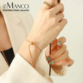 EManco Snake Chain Stainless Steel Bracelet Adjustable Pull-Out Bracelet Round Button Birthday Gift