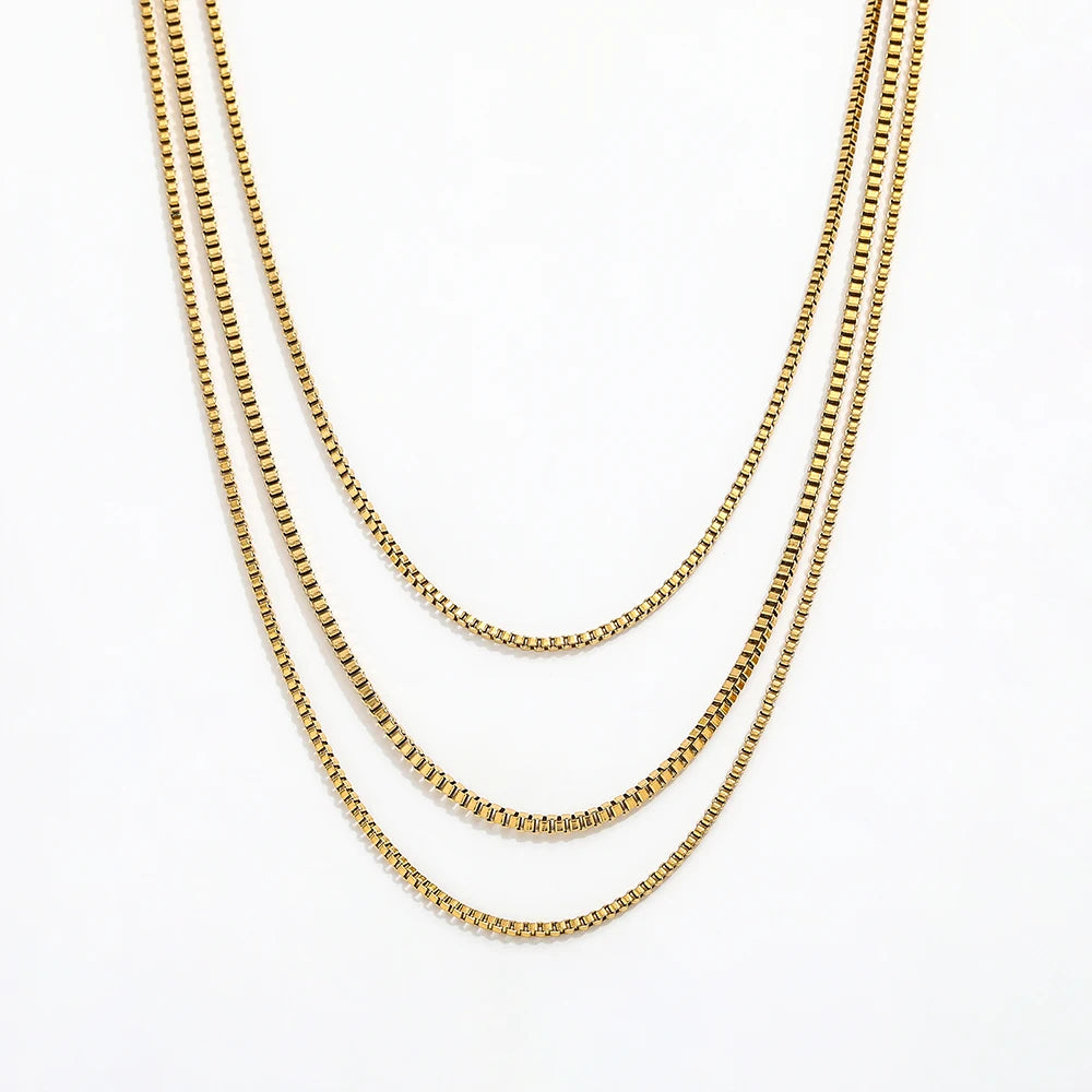 Fenny 18K PVD Plated Fast Delivary Minimalist Three Layers Necklace Trendy for Women Stainless Steel Jewelry Wholesale