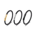 Men's Stainless Steel Bar Magnetic Clasp Leather Bracelet Charm Braided Strength Bangle Silver Rose Gold Pearl Main