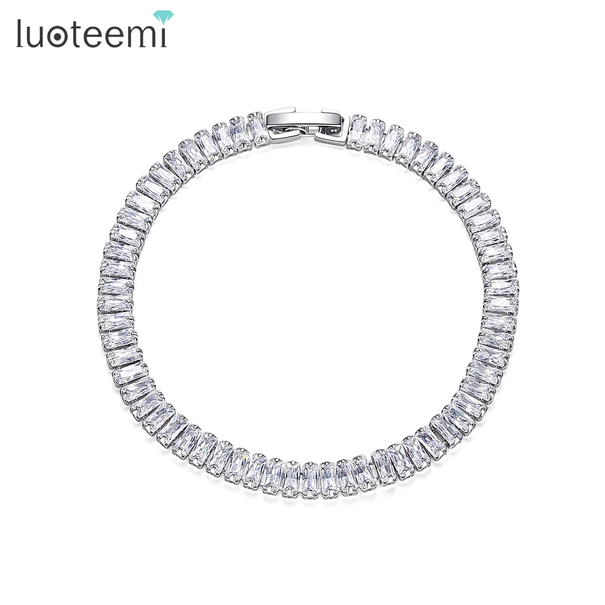 LUOTEEMI Luxury Charm Trendy 2021 Lady Designer Bangle Woman Hip Hop Baguette Jewelry Blinged Bracelet