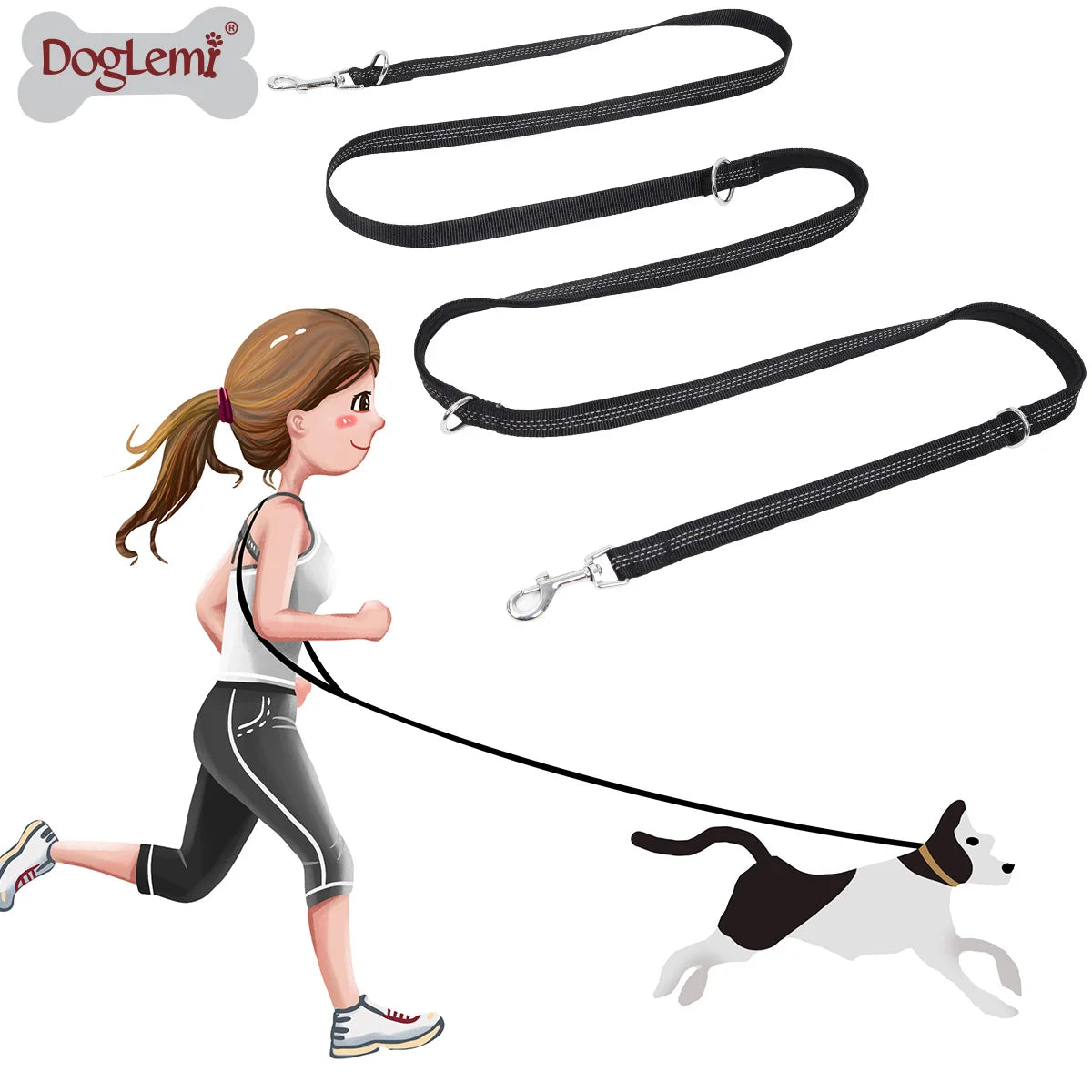 Wholesale Custom Multifunctional 3 Meters Nylon Dog Leash Anti-Slip Reflective with Padded Handles Personalized Dog Walking Gear