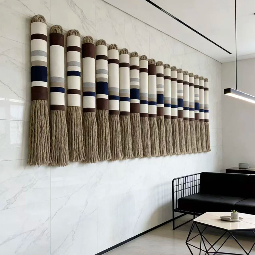 Scandi Inspired Home Decor Fabric Striped Rope Tassel Wall Hangings for Modern Spaces
