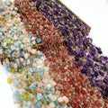Brass Handmade Loose Chain With Natural Crystal Crushed Stone Gem Stone Faceted Wire Wrapped Beaded Chain for DIY Jewelry Making