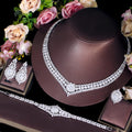 Sparkling African White Cubic Zirconia Women Arabic Engagement Wedding Evening 4pcs Full Elegant Costume Jewelry Set for Brides