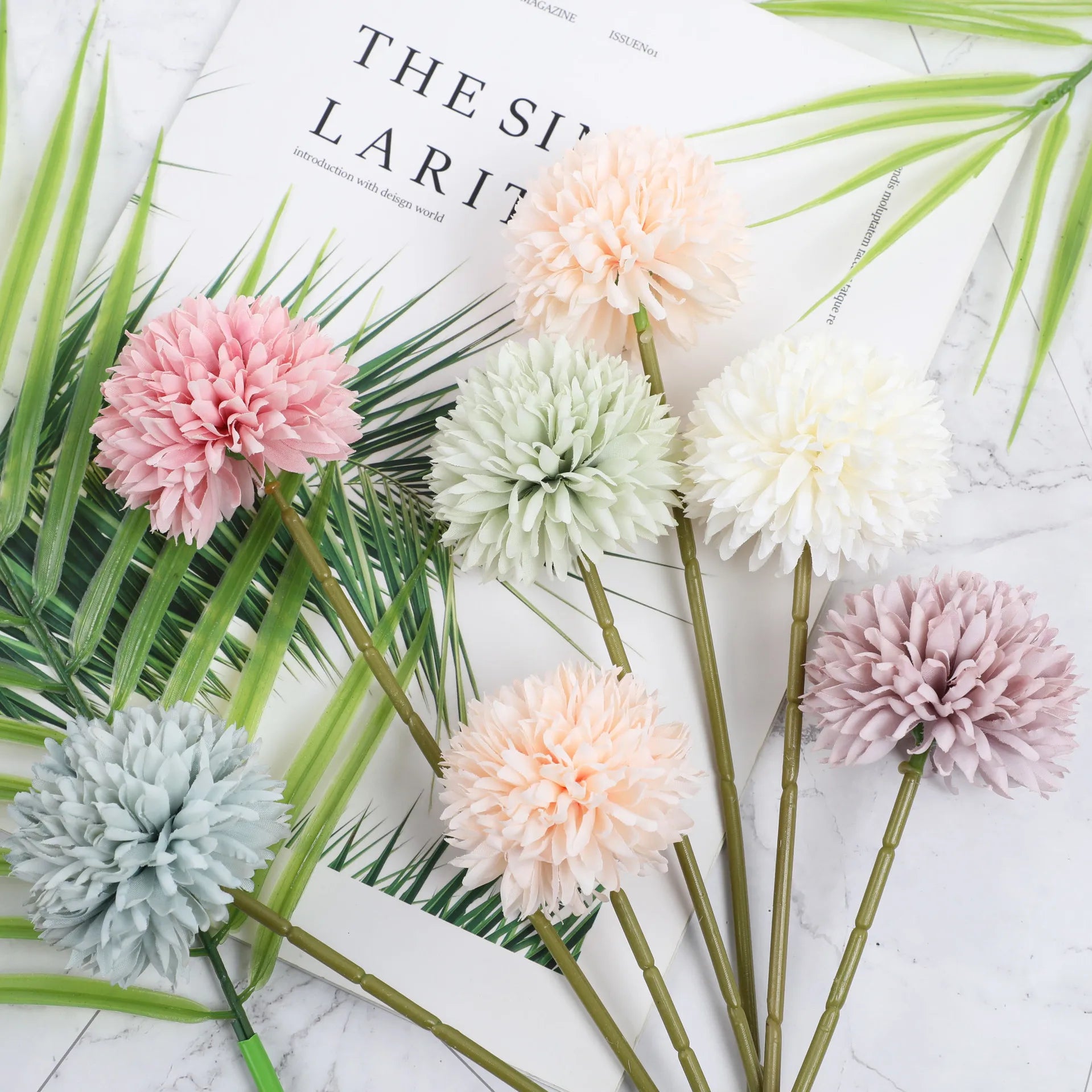 Hot Sale Home Wedding Decoration  Flower Ball Long Stem Simulation Flowers Artificial Silk Dandelion