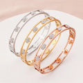 Women 60mm Hollow Out Four Leaf Clover Bracelets Stainless Steel Bangles Tarnish Free Titanium 18k Gold Crystal Clover Bangle