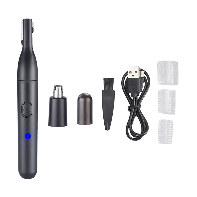 VOAUN 2-in-1 Electric and USB Hair Remover Painless Eyebrow Nose Ear Trimmer for Face Chin Lips Neck Bikini-Line Armpit