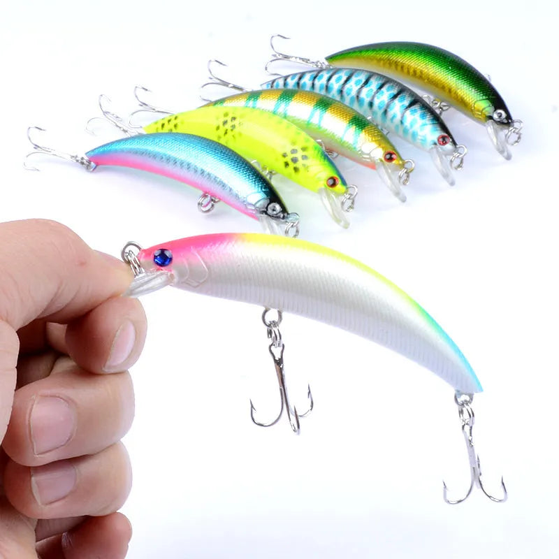 Wholesale 9.5cm 9g Curved Crescent Minnow Bass Fishing Lure Long-Range Casting Artificial Bait for Trout Species