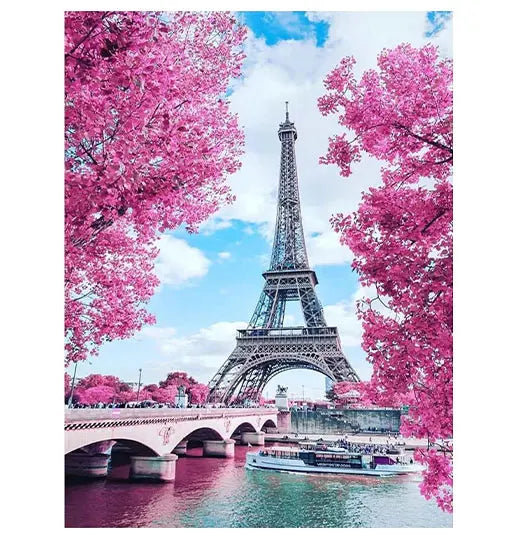 Diamond Painting Landscape Series Eiffel Tower Lakeside Boat Bridge Atmosphere Hand Embroidery Art Deco Gift Set