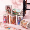 6 Rolls Per Box White Tea Happiness Ancient Style Character Handbook Tape Cut Film Cute Scenic Handbook Tape