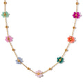 Wholesale 18K Gold Plated Stainless Steel Chain Necklace Bracelet Anklet Simple Fashion Flower Necklace for Women