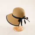 Straw Visor Hats for Women Foldable Wide Brim Roll-up Beach Hats With Bow