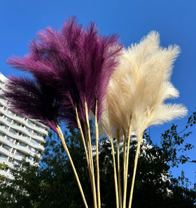 O-X425 Wholesale Wedding Home Decor 120cm Pampas Grass Artificial Large Fluffy Faux Reed Grass Artificial Purple Pampas Grass